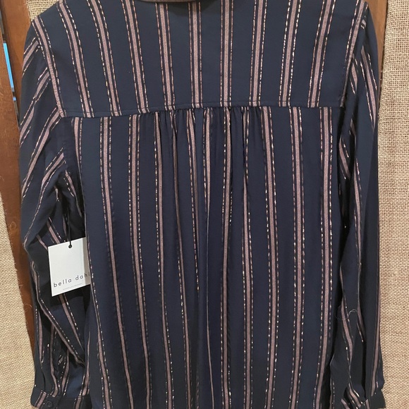 Bella Dahl navy and rose gold striped shirt - Picture 2 of 3